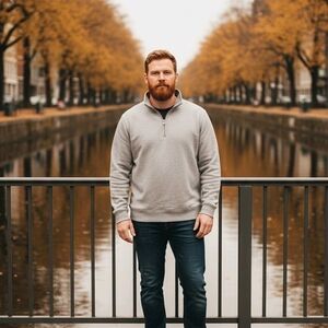 Men's Classic Gray Quarter-Zip Pullover